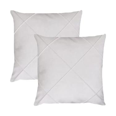Imagem de Kit 2 Capas para Almofada Drapeada em Veludo Quadrada 60x60 Branco