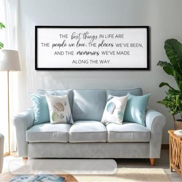 Imagem de Foutcheou The Best Things in Life Family Wall Decor 81 cm × 30 cm Living Memories Adventure Inspirational Quotes Placa de arte de parede (preto)