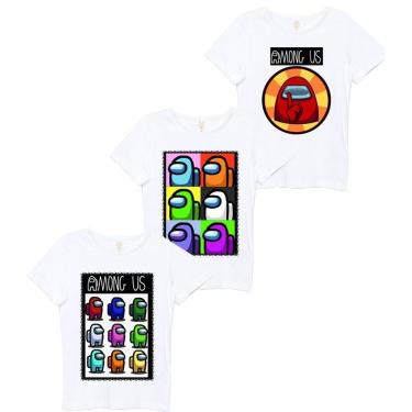 Imagem de Roupa De Criança Camiseta Infantil Among Us Kit 3 peças