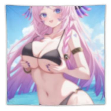 Imagem de LIEGBMEU Sexy Bikini Hot Anime Girl Tapeçaria 152.4 cm x 152.4 cm Interior Exterior Wall Quilt Art Decoração de Tapeçaria Caprichosa, AF234