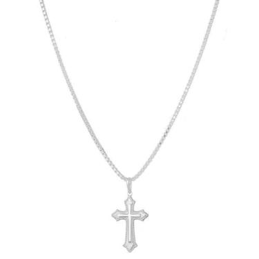 Imagem de Corrente Veneziana Masculina 70cm Pingente Cruz Prata 925 - DR Jóias