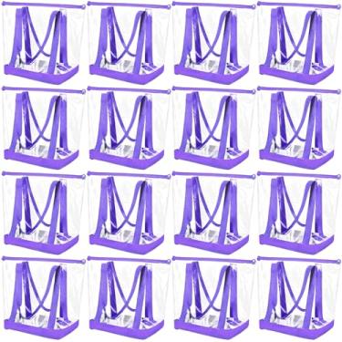 Imagem de Silkfly Sacolas transparentes a granel, bolsa de ombro de PVC, bolsa transparente aprovada pela segurança com fecho de zíper para trabalho, Roxa