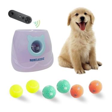 Imagem de BESTHLS - Lançador automático interativo de bola de tênis para cães pequenos e médios, distância de busca de 3 a 7 metros (roxo, controle remoto incluído)