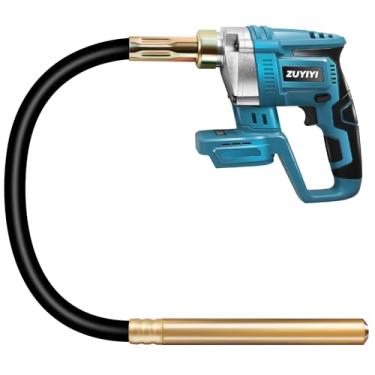 Imagem de ZUYIYI Vibrador de concreto sem fio para bateria Makita de 18 V, vibrador de concreto portátil de 600 W 6000 RPM, haste de eixo de 1,2 m, ferramenta vibratória de cimento portátil para remover bolhas