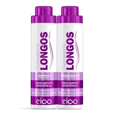 Imagem de Kit Cabelos Longos Eico-Profissional Shampoo Sem Sal 800ml + Condicionador Leave-in Crescimento Fortalecimento 750ml