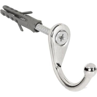 Imagem de Cabide Gancho De Parede Para Roupas Cromado Kit 25 Ganchos - HomeFull