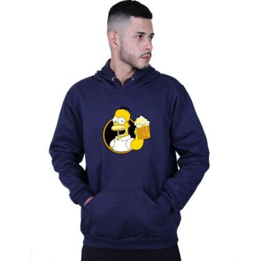 Imagem de Moletom Unissex Canguru Homer Simpsons Cerveja - Lafre, Azul marinho, 