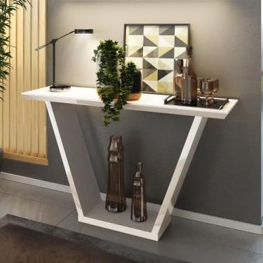 Imagem de Aparador Sala Estar 136cm Tampo MDF c/ Vidro Lótus Creme D04 - D'Rossi