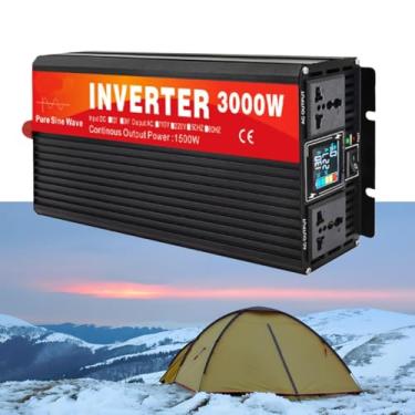 Imagem de 60v to110v 60hz,Inversor de energia portátil pequeno para carro, inversor de onda senoidal pura de 3000 W com tela LCD, conversor de 12 V 24 V 48 V60 V 72 V CC para 110 V/220 V CA