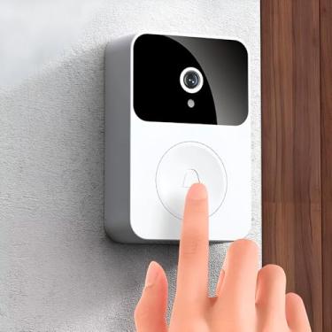 Imagem de Campainha Inteligente Wi-Fi com Vídeo, Interfone Visual Colorido, Câmera VGA 640x480, Detector de Movimento, Áudio Bidirecional, 8x5x2cm, Branco