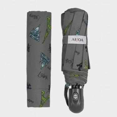 Imagem de Guarda Chuva Mini Automático Feminino Cinza Estampado - Arsoa
