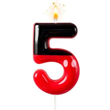 Imagem de JonesLi 5ª Velas de aniversário rosa e pretas para crianças, decorações de 5º aniversário para crianças, enfeite de bolo de rato rosa, decoração de cupcake, para aniversários de crianças, aniversários