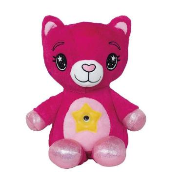 Imagem de Urso Pelucia Rosa Projetor Estrelas Musical Abajur Infantil Meninas Festa Do Pijama Gatinha
