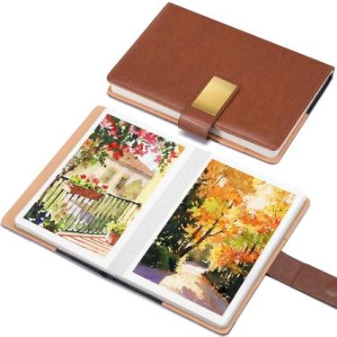 Imagem de Caderno de desenho em aquarela, 21 x 14 cm, 20 folhas prensadas a frio, 100% algodão, 300 g/m2, 63 kg, papel aquarela A5 para pintura artística, desenho, mídia mista