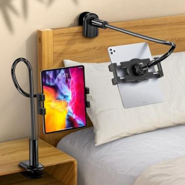 Imagem de bokilino Suporte de tablet pescoço de ganso para cama ajustável flexível braço longo tablet braçadeira de montagem na mesa compatível com iPad Air Mini | Galaxy Tabs | Kindle Fire | Switch ou outros