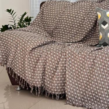 Imagem de Manta para Sofá e Cama, 240 x 180 cm, 100% Algodão, Protetor Gigante (Pontilhada Marrom Mescla e Brn)