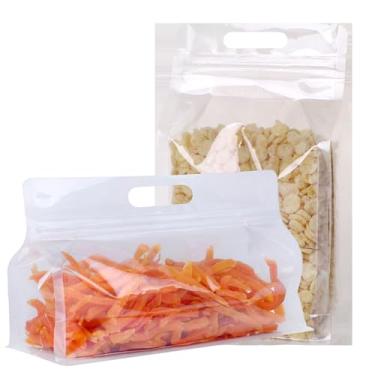 Imagem de Bolsa de embalagem de plástico de alumínio Mylar reutilizável com fecho de zíper transparente e portátil, para vedação térmica com zíper, armazenamento de alimentos de longo prazo (10 peças 11,20 x