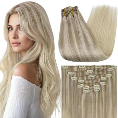 Imagem de Extensões de cabelo Clip in Full Shine Ash Blonde 20 polegadas