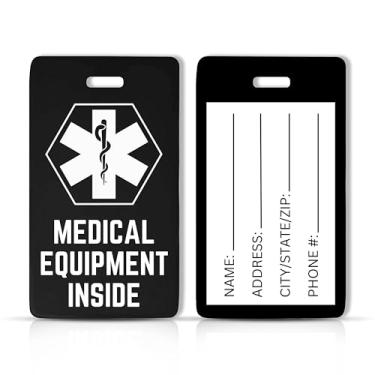 Imagem de Etiqueta de bagagem de equipamento médico para viagem, adequada para equipamentos CPAP, suprimentos para diabéticos, dispositivos respiratórios, 1 etiqueta de bagagem (preto e branco)