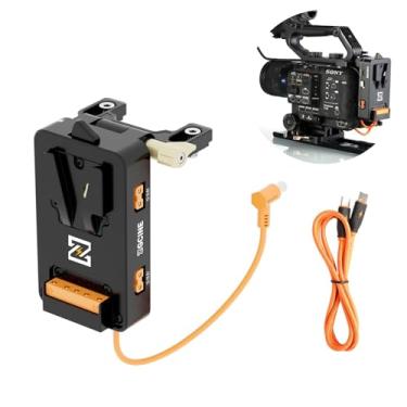 Imagem de Placa de bateria ZGGINE VM-VP5 V para câmera Sony FX6, com CC (regulado 19,5 V), saída USB-C, D-TAP; suporte rotativo; permite troca a quente para gravação de vídeo ininterrupta