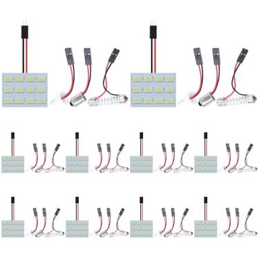 Imagem de QAUBEN Pacote com 10 lâmpadas LED Dome de painel azul gelo 5730 5630 12SMD para leitura de mapa automotivo com adaptadores T10/BA9S/Fesoon DC 12V