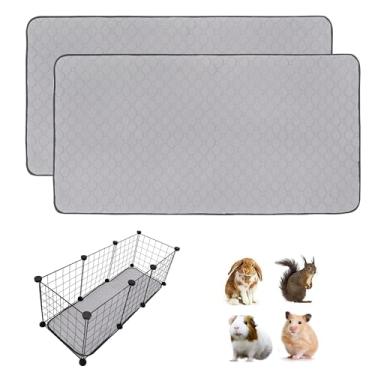 Imagem de Pacote com 2 forros para gaiola de porquinho-da-índia, 35,5 x 106 cm, laváveis, almofadas de xixi de porquinho-da-índia, antiderrapante, reutilizável, super absorvente, tapete de treino de lã para