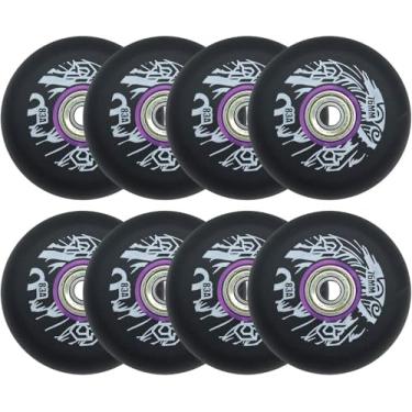 Imagem de Roda De Skate Inline 83a 72mm/76mm/80mm Rodas De Substituição De Roda De Skate De Rua Resistentes Ao Desgaste Ao Ar Livre Com Rolamentos, Pacote Com 8, Black, 80mm