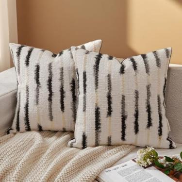 Imagem de ZIWUROAD Conjunto de 2 capas de almofada macias 50 x 50 cm, almofadas decorativas modernas para sofá, sofá, quarto, sala de estar, decoração de casa, preto e branco