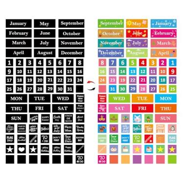 Imagem de Números de calendário magnético e meses data dupla face mês semana e feriado ímãs etiquetas ímã calendário de geladeira calendário sazonal calendário magnético para apagar a seco material escolar casa