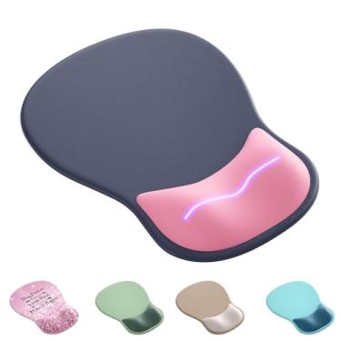 Imagem de Mouse pad ergonômico com descanso de pulso, bonito suporte de pulso de gel para mousepad - pequeno mini portátil para viagem, mouse pads para mesa, computador, escritório e decoração de casa (cinza e