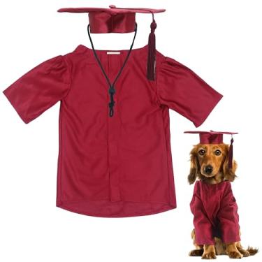 Imagem de GraduatePro Conjunto de fantasia de boné e vestido de formatura para cães – Tecido de malha ajustável com borla dourada, 4 tamanhos (P/M/G/GG) para cães pequenos e gatos e cães médios, roupa de