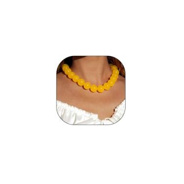 Imagem de Colar de contas grossas coloridas para mulheres, azul, verde, rosa, vermelho, miçangas, colares de contas de acrílico, joias modernas feitas à mão, Medium, Acrílico, Sem Pedra Preciosa