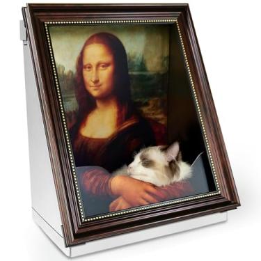 Imagem de Mona Lisa Pintura de cama para gatos arranhador para gatos Tábua de gato casa para gatos internos design semi-surround com tábua horizontal para arranhar gatos com erva de gato (Mona Lisa, médio