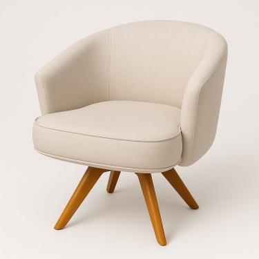 Imagem de Poltrona Julia Giratoria Pes Madeira - Luxo Decor Bege