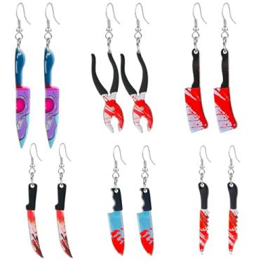 Imagem de QUSIJIA 6 pares de brincos pendentes de Halloween chapéu de bruxa abóbora fantasma brincos de joias de Halloween acessórios fantasias, trumpet, Acrílico, Sem pedra preciosa