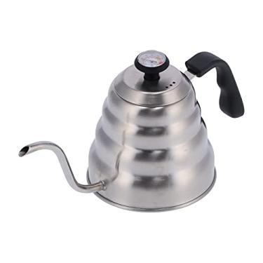 Imagem de ZAWELIYO Chaleira de café, chaleira de pescoço de ganso, panela de café de aço inoxidável de 1200 ml com tampa de liberação de pressão para panela de indução precisa compatível com cafeteira