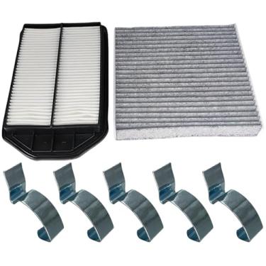 Imagem de Filtro de ar para motor e cabine com pacote de 5 clipes de admissão para caixa de filtro de ar adequado para Honda CR-V L4 2.4L 2007-2009, substitui 17220-RZA-000 80292-SDA-A01 17220RZA000 80292SDAA01
