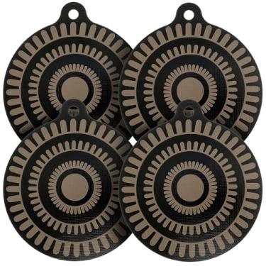 Imagem de FALESOUL Tapete de proteção de placa de indução de silicone termocrômico de 25 cm, tapete de silicone para fogão de indução, capa protetora de fogão de indução (preto-4 peças)