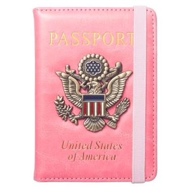 Imagem de Coowayze Carteira para passaporte para mulheres e homens, capa para passaporte com bloqueio RFID, organizador de passaporte de couro impermeável com compartimento para cartão de vacina