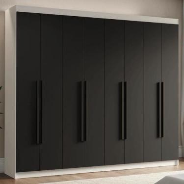 Imagem de Guarda-Roupa Casal 8 Portas Batentes Branco/Preto/Preto Venus Madesa, 