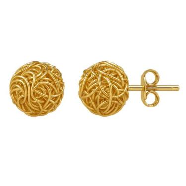 Imagem de Brinco Bola Fios Aramado Folheado a Ouro 18K 8mm - Papillon Semi Jóias