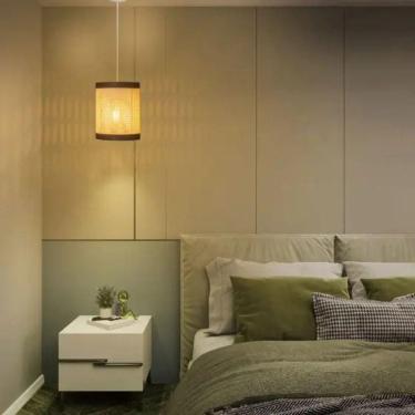 Imagem de Luminária Pendente Sala Quarto Aramado Redondo Tela Indiana