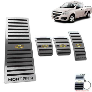 Imagem de Pedaleira + Descanso Chevrolet Montana 2011 2020 Inox Preto