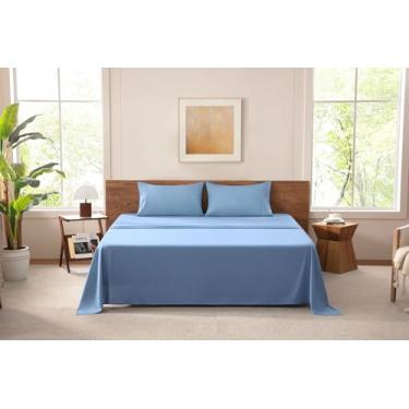 Imagem de MISSQ Jogo de cama California King de 4 peças - Lençóis de microfibra com bordado - Jogo de lençol luxuoso super macio com bolso profundo de 40,6 cm - sem rugas, resistente ao desbotamento, resistente