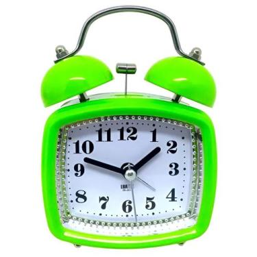 Imagem de Relógio Despertador Retrô Analógico Verde Pequeno Com Led - Shopmix