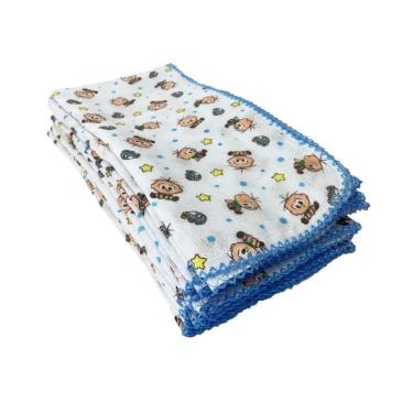 Imagem de Kit 10 Fralda Turma Da Mônica 70X70Cm Com Crochê Cebolinha