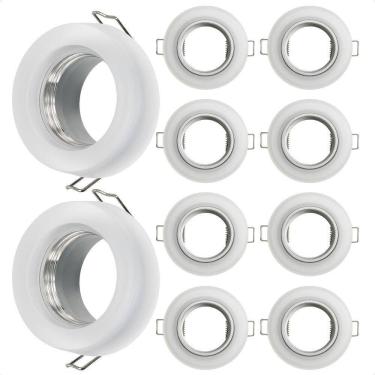 Imagem de Kit 10 Spot Taschibra Redondo Embutir Vidro Jateado Sp23 Mr16 Bivolt