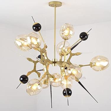 Imagem de Lustre moderno de sala de estar com LED, novidade, luzes suspensas para loft, restaurante, lâmpadas suspensas, iluminação para quarto, luminárias nórdicas de decoração (10 cabeças, preto, br