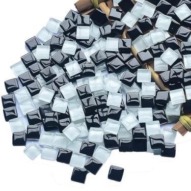 Imagem de Mosaico Tiles 225 peças/200 g pacote de suprimentos de mosaico de vidro de cristal para decoração de casa, artesanato faça você mesmo, pratos, molduras, vasos de flores – azulejos quadrados de 1 x 1 cm (trançado)