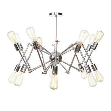 Imagem de Lustre de vento industrial estilo vintage, luzes E27, lustre Sputnik para piso inclinado, teto, quarto, sala de estar, sala de jantar, cozinha, iluminação cromada